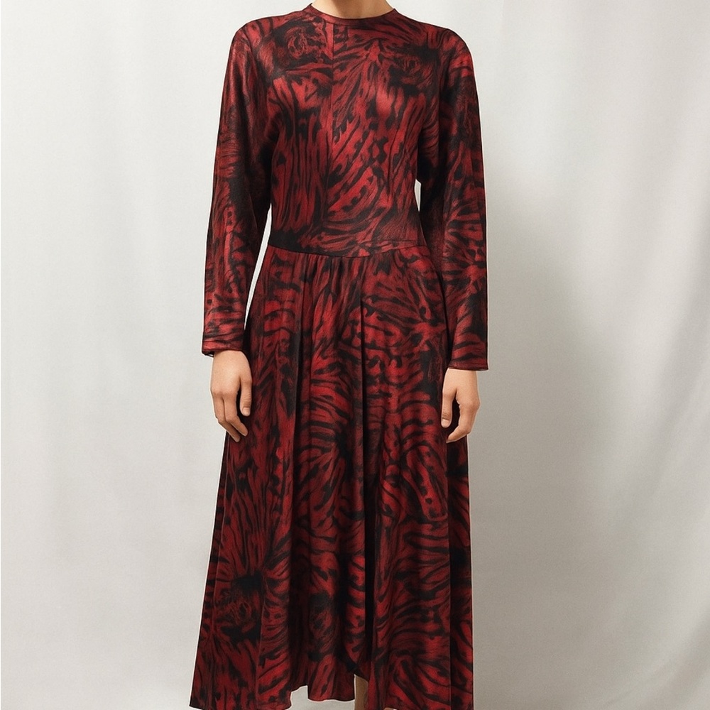 VTG 80s Debora Kuchme 100% Silk Red Satin Backless Midi Cocktail Party Dress - Picture 3 of 15